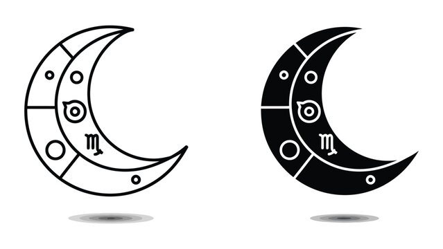 Black and white moon crescent astrology symbols with libra icon