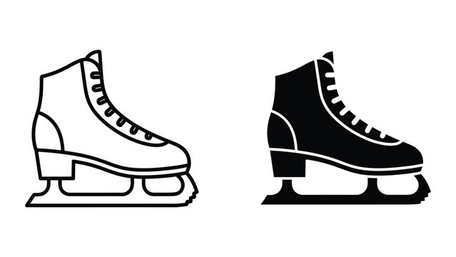 Ice skates pair in black and white vector style