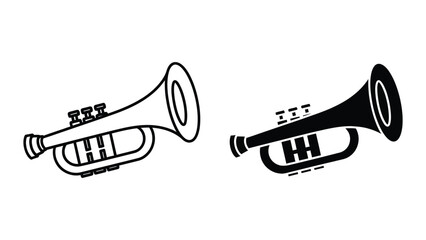 Two trumpets in contrasting black and white vector style © Jahidul