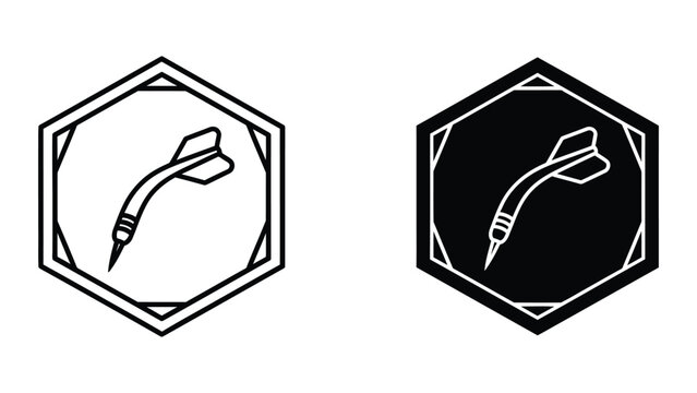 Minimalist dart flying through hexagonal frame