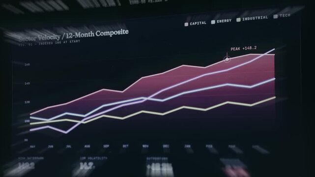 Chart tracking the indexed performance of four different sectors over a one-year period