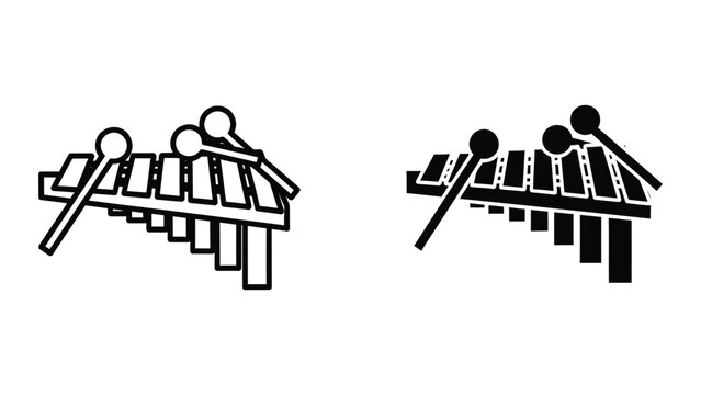 Musical xylophone with black and white mallets icons