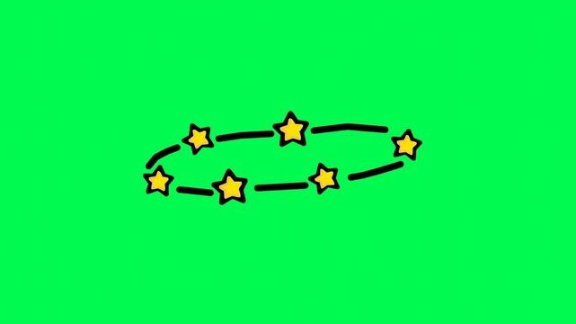 Dizzy Stars Animation Rotating Back and Forth on Green Screen