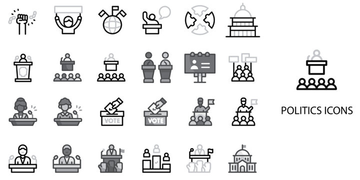 Politics simple New concept 24 Grew color icons set .Vector illustration.