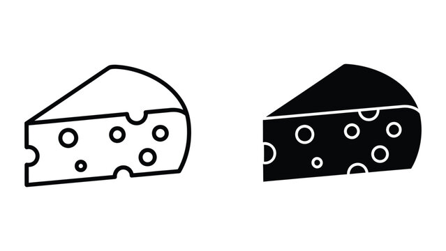 Two cheese slices with holes in contrasting black and white style