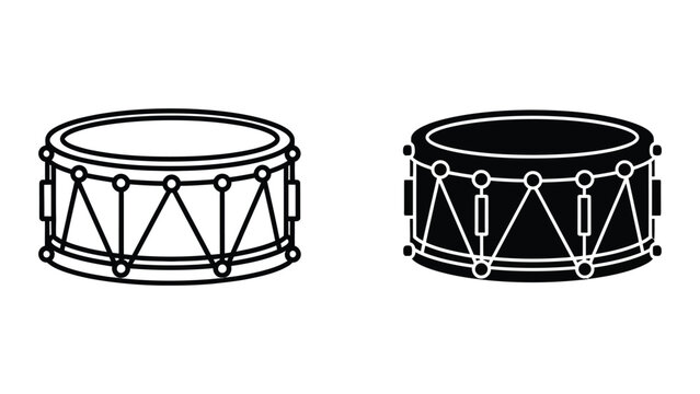 Two snare drums with different colored drumheads