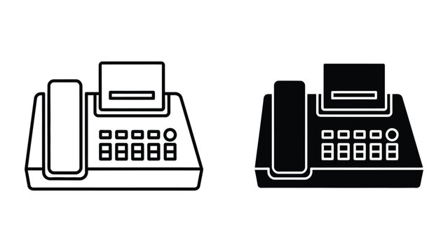 Black and white fax machine icons side by side