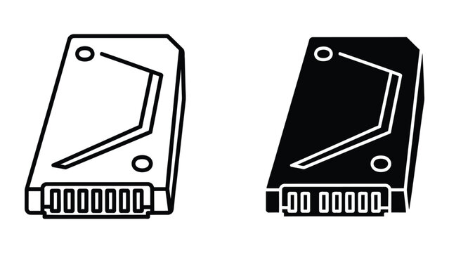 Simple ram memory module icon with latch open and closed