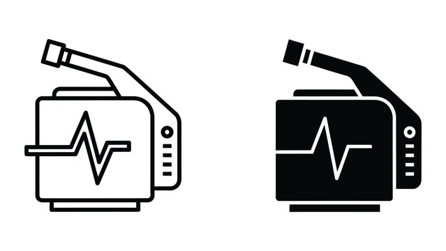 Medical ecg heart rate monitor devices icon pair