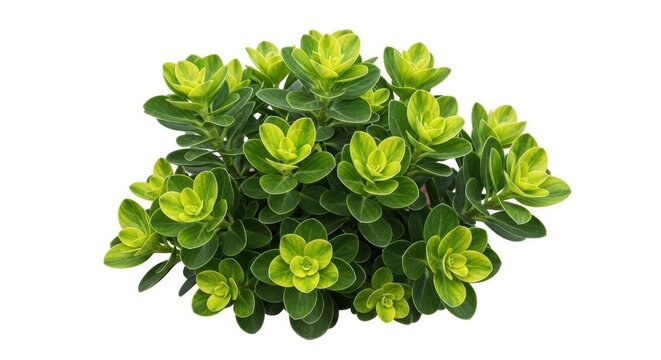 Green clusia rosea plant foliage isolated on white background with top view.