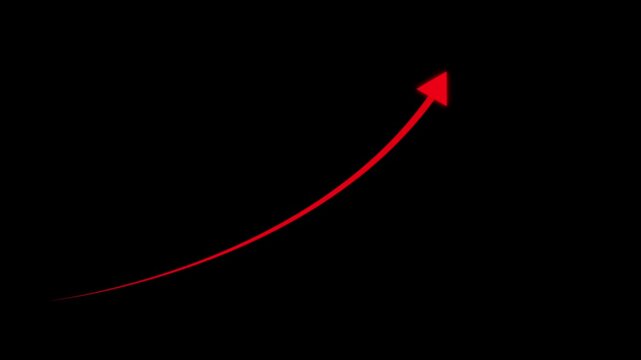 Abstract arrow business graph icon animation background. arrow rising transparent channel. Abstract arrow growth chart of economy icon animated down to up