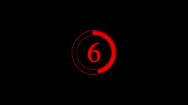 0 second countdown timer animation from 10 seconds to 0 seconds background, black,