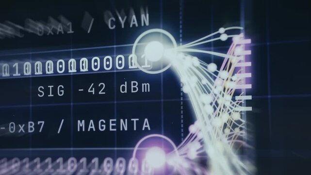 High-tech information flow graphic with two stream channels