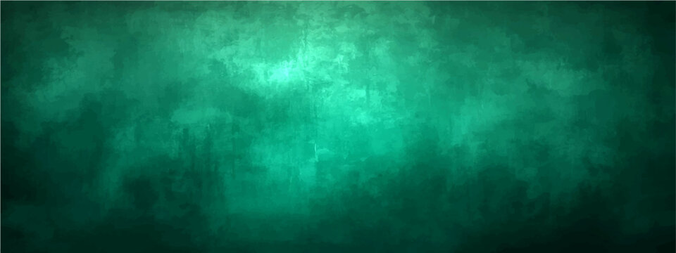 Vector Abstract green grunge background, texture of surface dark vignette. 