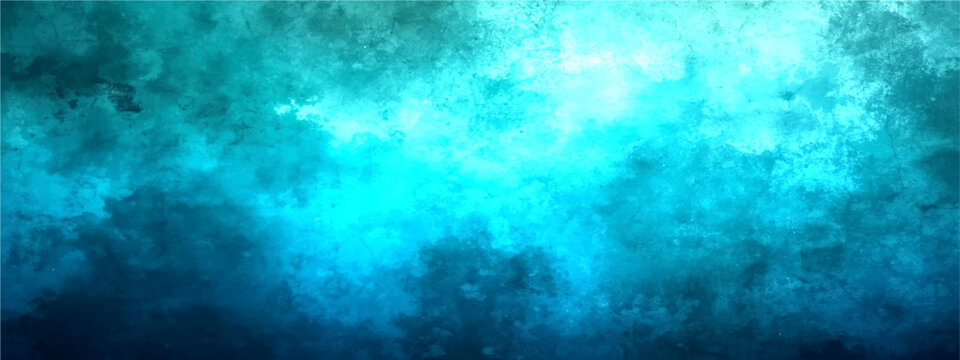 Vector Abstract ocean water in shades of turquoise, cerulean and azure with a dreamy artistic effect and water color style.