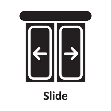 sliding door icon with arrows black and white glyph