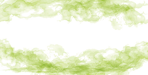 Soft watercolor border background featuring light green organic textures and airy painted edges. Minimal artistic frame design ideal for invitations, branding, stationery, social media, greeting cards © Idee khan