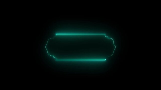 Neon effect Islamic pattern frame icon animation.4k motion video .