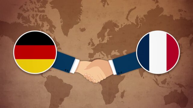 High Quality Animation Featuring Handshake of Germany and France