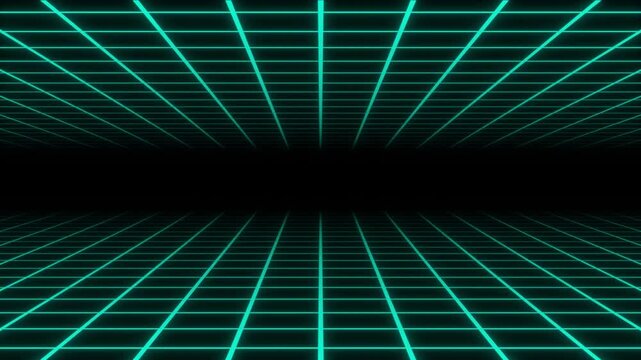 Abstract neon grid surface animation, glowing wireframe animation, cyberpunk digital landscape,  style background, moving neon grid, seamless loop, ultra 4k video.