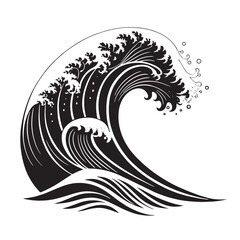 Fototapeta premium Black Wave Line Design Silhouette Vector, High Quality Illustration on White Background