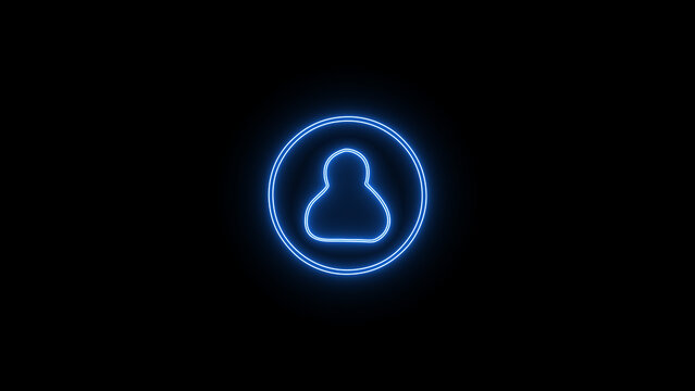 Abstract digital human profile icon with glowing blue neon light effect