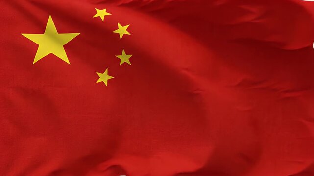 The national flag of China is prominently displayed, featuring a red background with five yellow stars in the top left corner. The large star is surrounded by four smaller stars forming an arc.