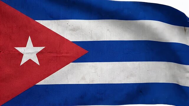 The video showcases the national flag of Cuba, featuring a horizontal layout of five alternating stripes of blue and white.