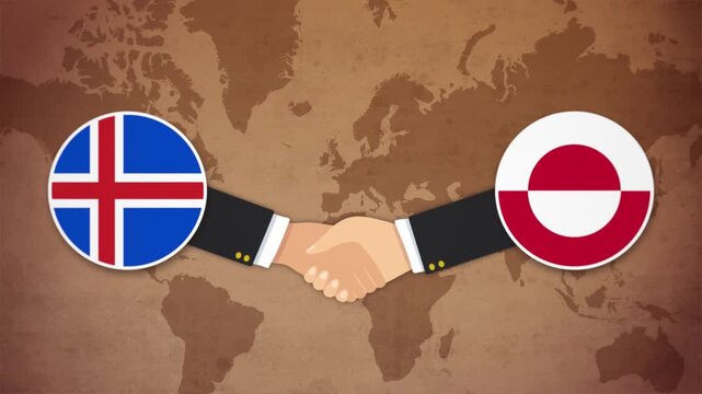 High Quality Animation Featuring Handshake of Iceland and Greenland
