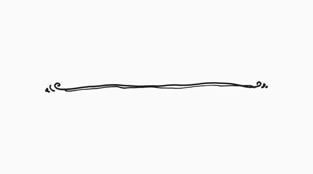 A simple, hand-drawn, wavy horizontal line with decorative flourishes at each end, set against a plain white background.