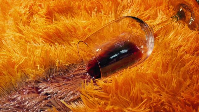 Wine Glass Knocked Over On Thick Carpet