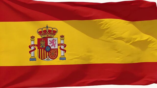 The video showcases the national flag of Spain, prominently featuring its red and yellow horizontal stripes.