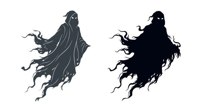 Ghostly Figures Illustration with Flowing Hair