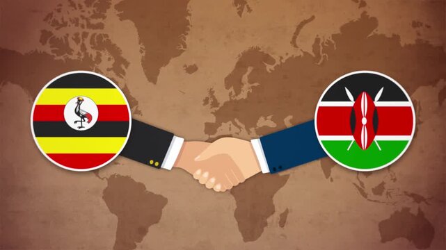 High Quality Animation Featuring Handshake of Uganda and Kenya