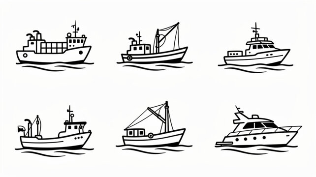 Variety of boats on water surface.