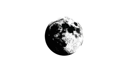Moon in space with cratered surface and black and white tones in high contrast © PABITRA
