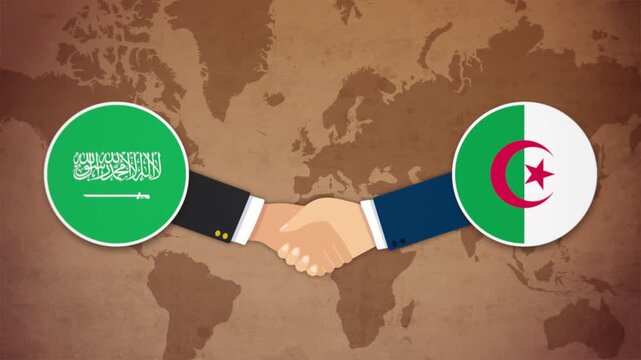 High Quality Animation Featuring Handshake of Saudi Arabia and Algeria
