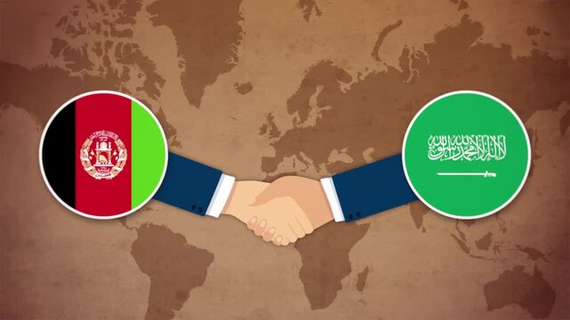 High Quality Animation Featuring Handshake of Saudi Arabia and Afghanistan