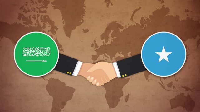 High Quality Animation Featuring Handshake of Saudi Arabia and Somalia