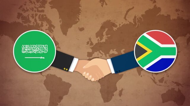 High Quality Animation Featuring Handshake of Saudi Arabia and South Africa