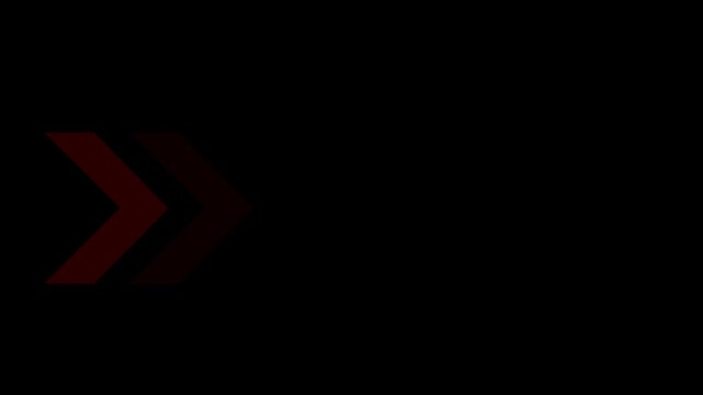 Dynamic red chevron arrow motion loop, abstract digital pointer animation for user interface navigation, directional signage high-contrast modern visual effect for web and media