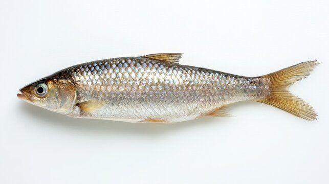 Single raw milkfish on a clean white background, studio photography