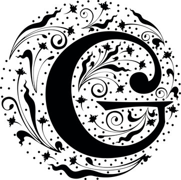 Monogram.Initial.Alphabet.Font.Medieval letter G . 