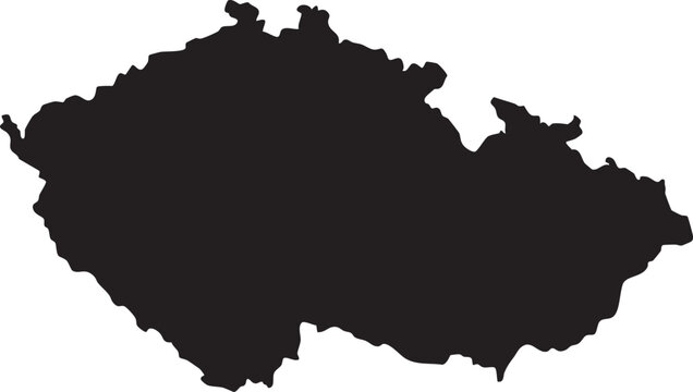 Black silhouette map of the Czech Republic a minimalist vector illustration for geography travel and political design projects isolated on white background