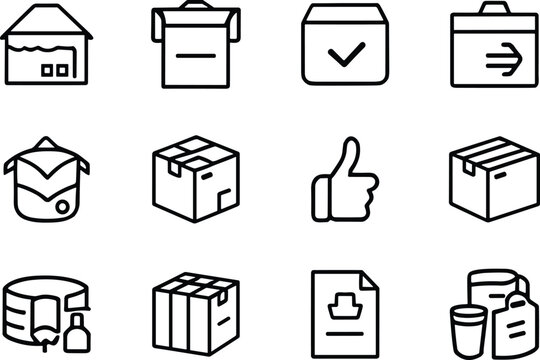 Minimalist Flat Icons Showing Various Packaging Delivery and Order Confirmation Concepts in Monochrome Line ui-design-trends ecommerce-icons minimalist-graphics digital-marketing flat-icon-design
Vira