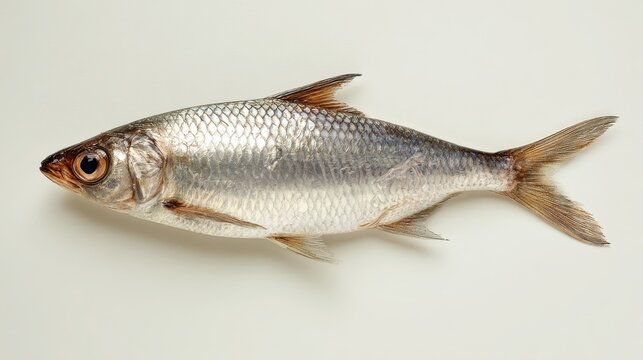 Raw milkfish specimen displayed on bright white backdrop