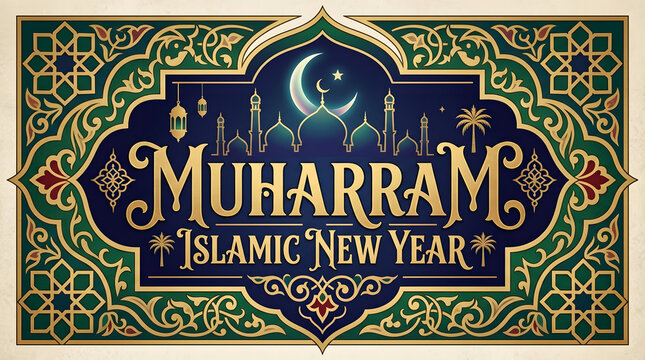 Muharram islamic new year greeting card