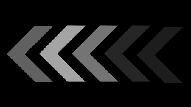 Dynamic pulsing chevron arrow pattern animation in monochrome grayscale seamless looping motion for modern user interface navigation, digital loading indicator, and abstract background