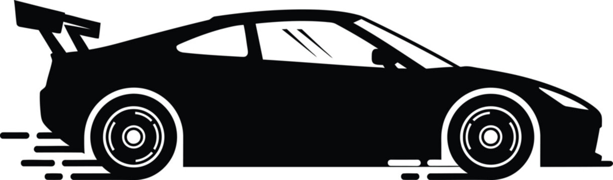 Sports car side profile sleek silhouette icon