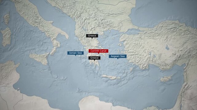 Corinth Canal on the World Map, Strategic Location and Full Details Animation